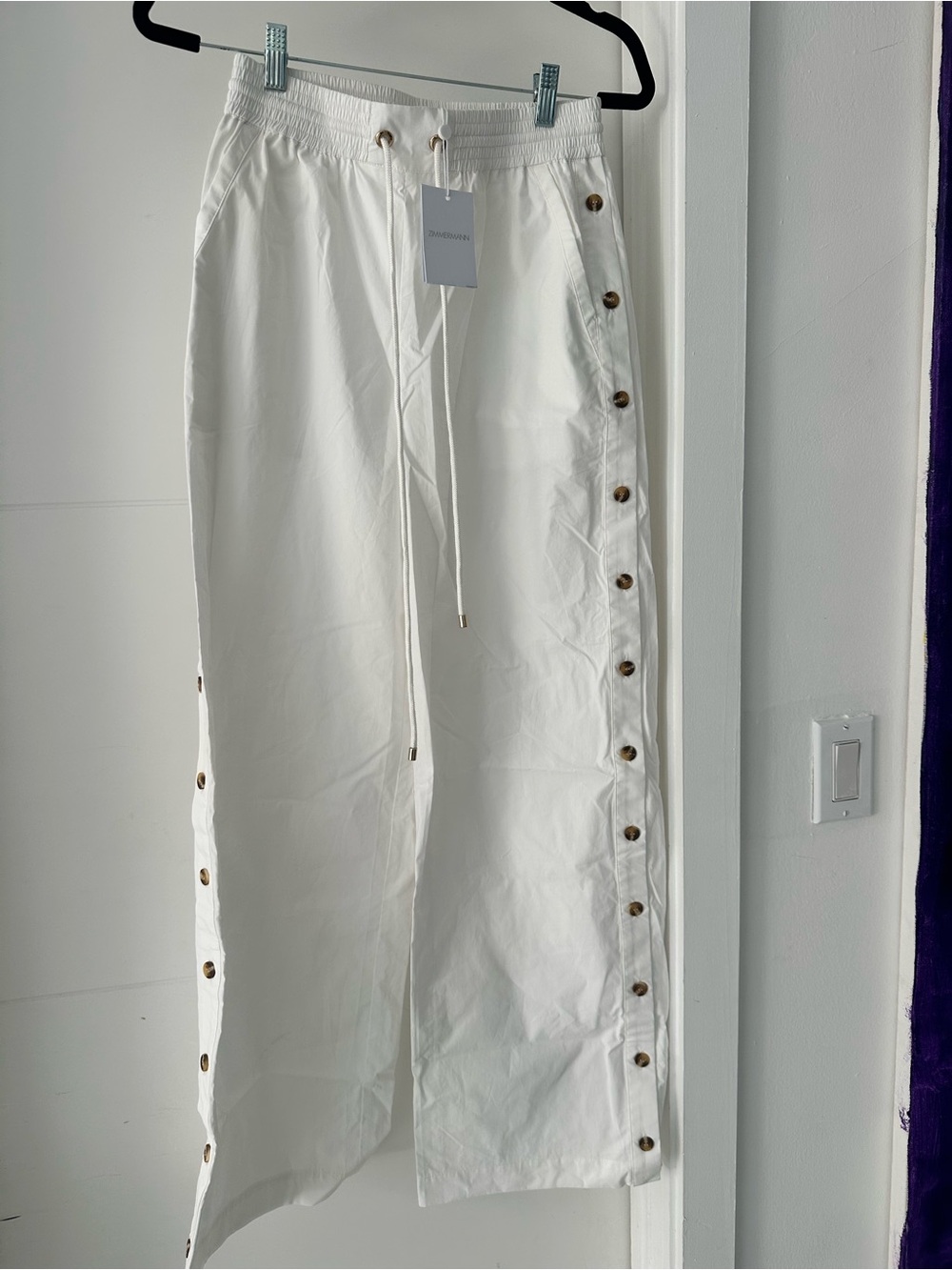 Zimmermann White Side-Snap Track Pants